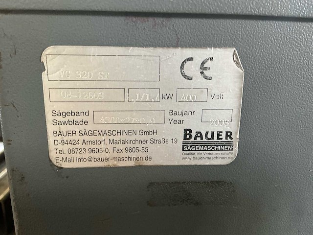 Bauer sägemaschinen - 2008 - vg 320st - lintzaagmachine - afbeelding 6 van  18