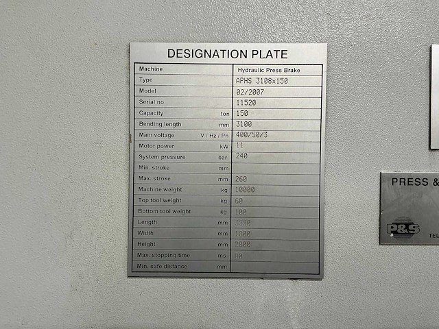 Baykal - aphs 3108x150 - cnc press brake - 2007 - afbeelding 5 van  12