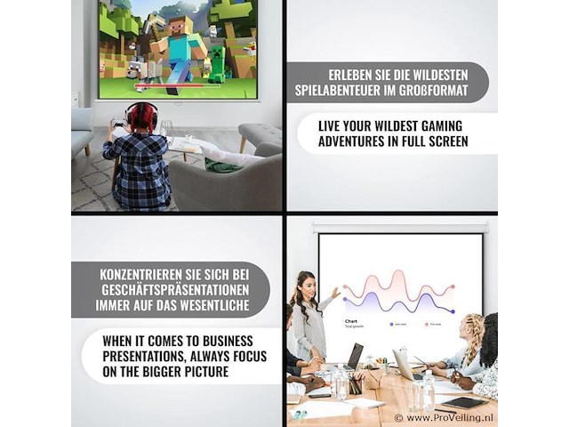 Beamerscherm uitschuifbaar 113 inch - afbeelding 4 van  9