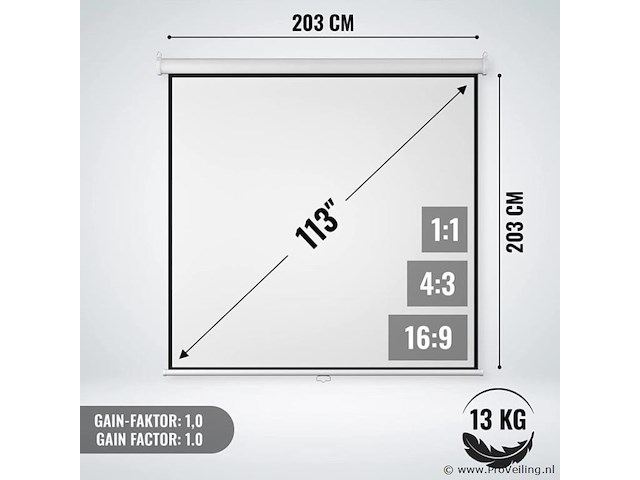 Beamerscherm uitschuifbaar 113 inch - afbeelding 6 van  9
