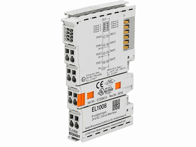Beckhoff el1008 automatiseringsmodule: digitale ingang; -25÷60°c; ip20; 24vdc - afbeelding 1 van  3