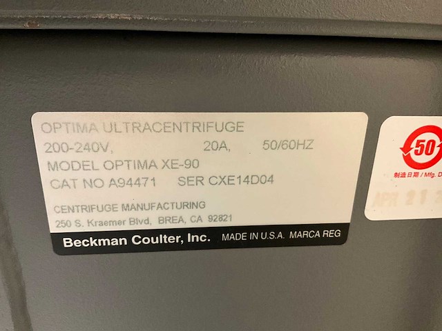 Beckman coulter optima xe-90 ultracentrifuge - afbeelding 4 van  5