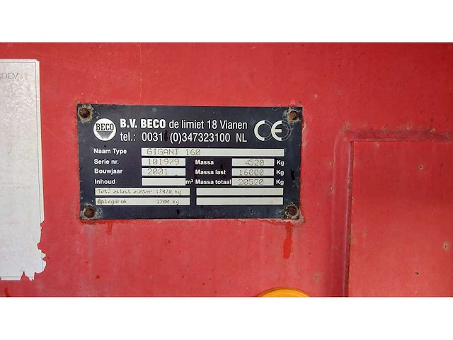 Beco - 2001 - gigant 160 - kipper - afbeelding 13 van  13