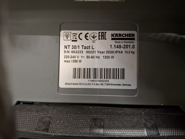 Bedrijfstofzuiger karcher, nt 30/1 tact l, bouwjaar 2020 - afbeelding 4 van  5