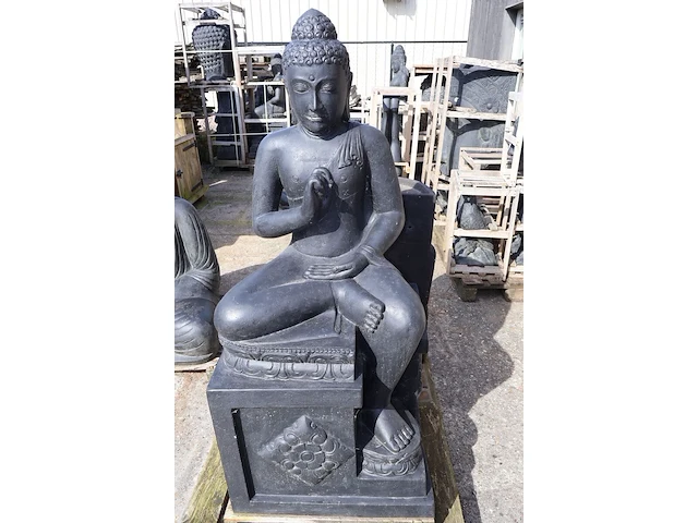 Beeld, buddha, donkergrijs / antraciet - afbeelding 2 van  7