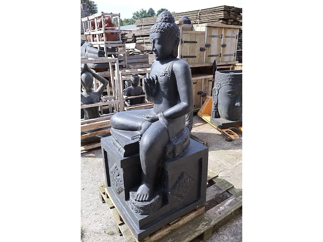 Beeld, buddha, donkergrijs / antraciet - afbeelding 3 van  7