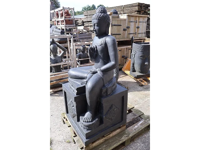 Beeld, buddha, donkergrijs / antraciet - afbeelding 6 van  7
