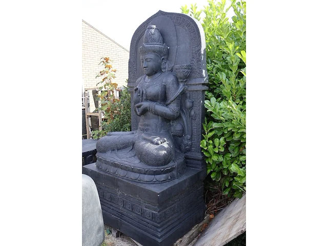 Beeld, buddha, donkergrijs / antraciet - afbeelding 3 van  12