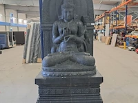 Beeld, buddha, donkergrijs / antraciet