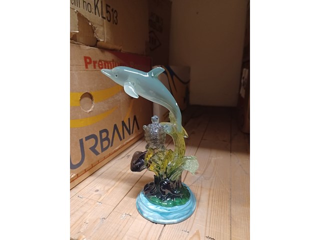 Beeld dolfijn met schildpad ny81950 23 cm hoog aantal 1 stuks. - afbeelding 2 van  5
