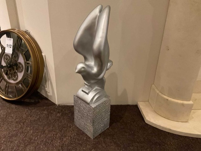 Beeld vogel op sokkel (2x) - afbeelding 2 van  2