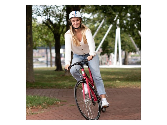 Beetle fietshelm (52-58 cm) wit strips - afbeelding 4 van  6