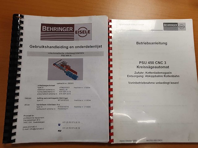 Behringer - 2006 - psu 450 cnc - cirkelzaagmachine metaal - afbeelding 9 van  9