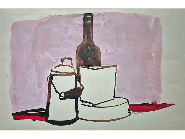 Beis - aquarel - 60 x 80 cm. - afbeelding 2 van  2