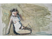 Beis - aquarel - 60 x 80 cm. - afbeelding 2 van  2