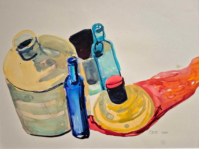 Beis - aquarel op papier - 55 x 75 - afbeelding 2 van  2