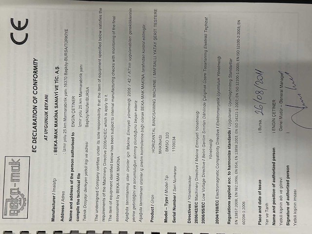 Bekamak - bmso 320 - metal vertical band sawing machine - 2011 - afbeelding 9 van  25