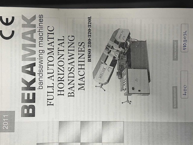 Bekamak - bmso 320 - metal vertical band sawing machine - 2011 - afbeelding 14 van  25