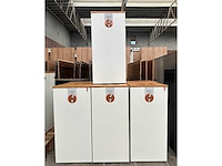 Bekerdispenser wit met houten bovenblad (7x) - afbeelding 1 van  5