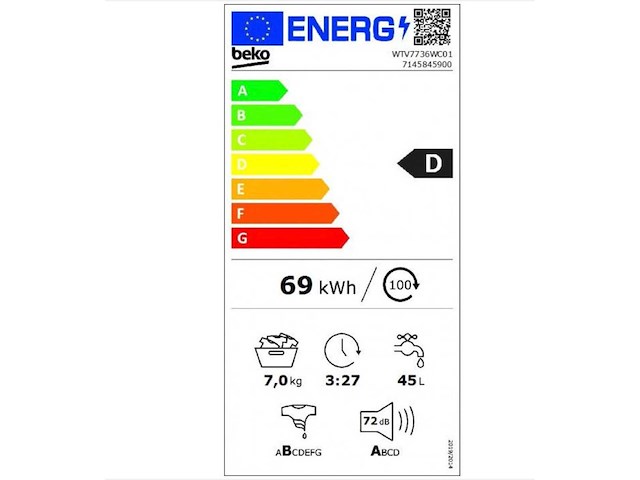 Beko prosmartinverter wtv7736wc01 wasmachine - afbeelding 2 van  9