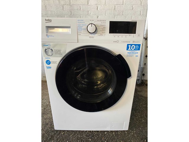 Beko wdw85141steam1, voorbelading, vrijstaand, wit, links, zwart, roestvrijstaal - afbeelding 1 van  5