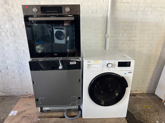 Beko wdw85141steam1 wasdroogcombinatie 8/5 kg | beko - bdin16420 - inbouw vaatwasser | beko bbim12300x b300 inbouwoven - afbeelding 1 van  7