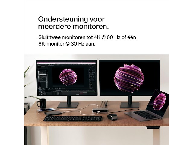 Belkin inc013vfsgy interface hub thunderbolt 4 40000 mbit/s zwart, grijs - afbeelding 2 van  4