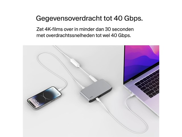 Belkin inc013vfsgy interface hub thunderbolt 4 40000 mbit/s zwart, grijs - afbeelding 4 van  4