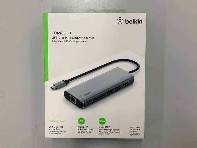Belkin usb-c 6-in-1 multiport adapter - afbeelding 1 van  2