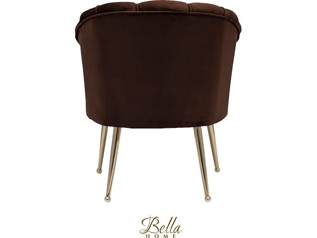 Bella home mila - fauteuil - velvet - schelp - bruin met gouden poten bella home, bruin - afbeelding 2 van  4