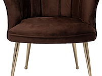 Bella home mila - fauteuil - velvet - schelp - bruin met gouden poten bella home, bruin - afbeelding 3 van  4