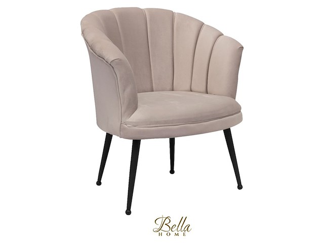 Bella home mila - fauteuil - velvet - schelp - bruin met gouden poten bella home, bruin - afbeelding 1 van  4