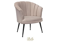 Bella home mila - fauteuil - velvet - schelp - bruin met gouden poten bella home, bruin - afbeelding 1 van  4