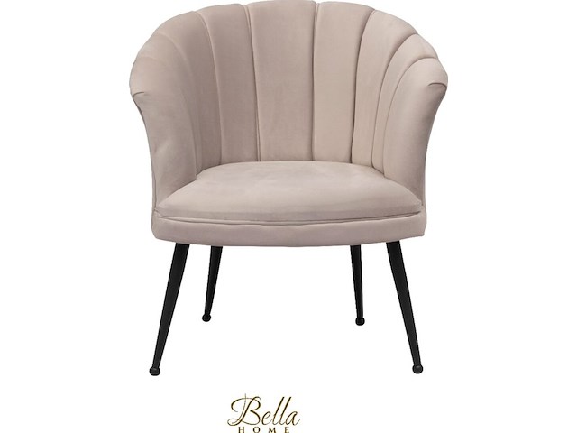 Bella home mila - fauteuil - velvet - schelp - bruin met gouden poten bella home, bruin - afbeelding 2 van  4