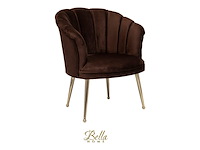 Bella home mila - fauteuil - velvet - schelp - bruin met gouden poten bella home, bruin - afbeelding 1 van  4