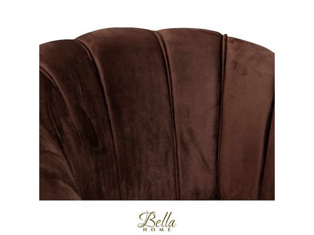 Bella home mila - fauteuil - velvet - schelp - bruin met gouden poten bella home, bruin - afbeelding 4 van  4