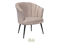 Bella home mila - fauteuil - velvet - schelp - creme met zwarte poten bella home, creme - afbeelding 1 van  4