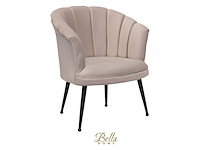 Bella home mila - fauteuil - velvet - schelp - creme met zwarte poten bella home, creme - afbeelding 1 van  4