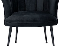 Bella home mila - fauteuil - velvet - schelp - zwart met zwarte poten bella home, zwart - afbeelding 2 van  3