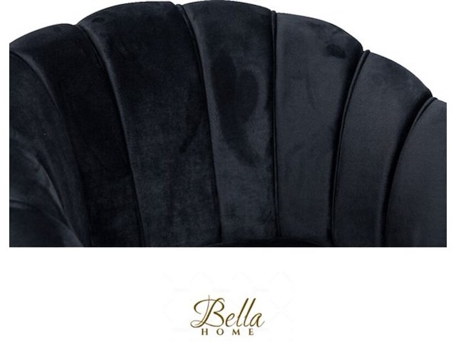 Bella home mila - fauteuil - velvet - schelp - zwart met zwarte poten bella home, zwart - afbeelding 3 van  3
