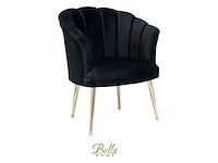 Bella home mila - fauteuil - velvet - schelp - zwarte met gouden poten bella home, zwart - afbeelding 1 van  4