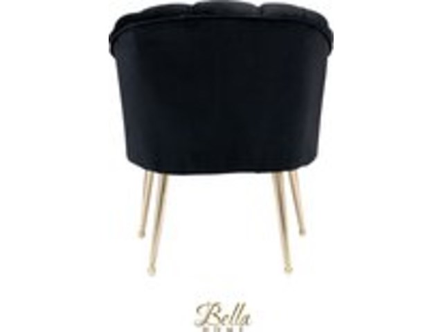 Bella home mila - fauteuil - velvet - schelp - zwarte met gouden poten bella home, zwart - afbeelding 2 van  4