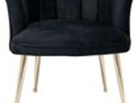 Bella home mila - fauteuil - velvet - schelp - zwarte met gouden poten bella home, zwart - afbeelding 3 van  4