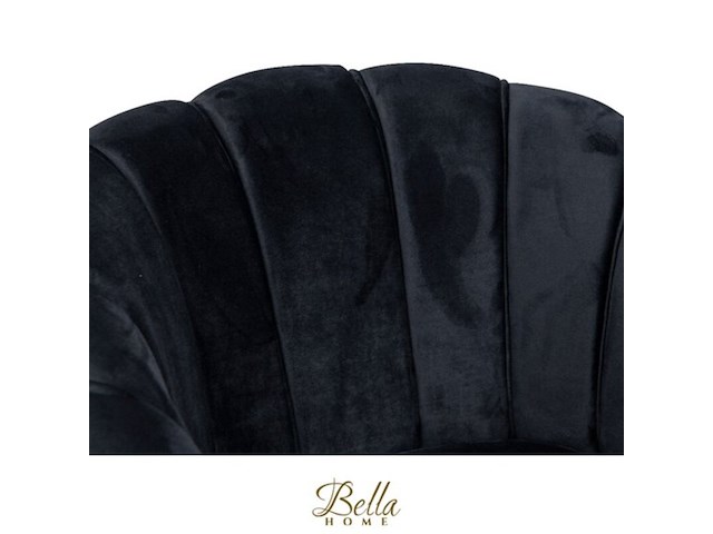 Bella home mila - fauteuil - velvet - schelp - zwarte met gouden poten bella home, zwart - afbeelding 4 van  4