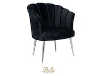 Bella home mila - fauteuil - velvet - schelp - zwarte met zilveren poten bella home, zwart - afbeelding 1 van  3