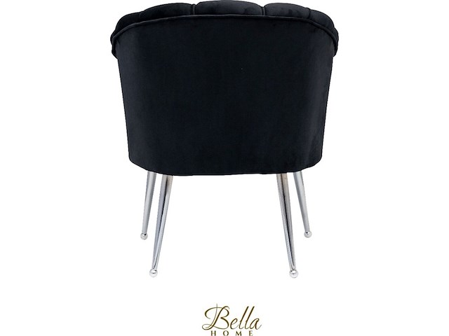 Bella home mila - fauteuil - velvet - schelp - zwarte met zilveren poten bella home, zwart - afbeelding 3 van  3