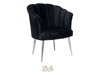 Bella home mila - fauteuil - velvet - schelp - zwarte met zilveren poten bella home, zwart - afbeelding 1 van  3