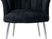 Bella home mila - fauteuil - velvet - schelp - zwarte met zilveren poten bella home, zwart - afbeelding 2 van  3