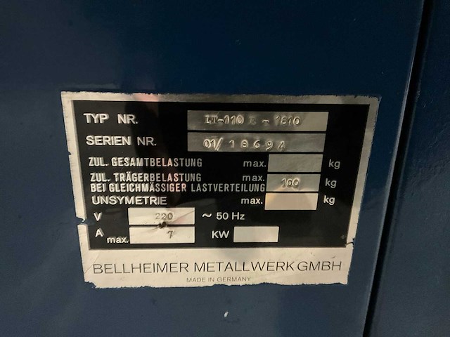 Bellheimer lt-110e-1810 paternosterkast - afbeelding 8 van  8