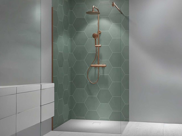 Ben vivid inloopdouche antikalk 100x200 geborsteld koper vivid100hgk - afbeelding 2 van  3